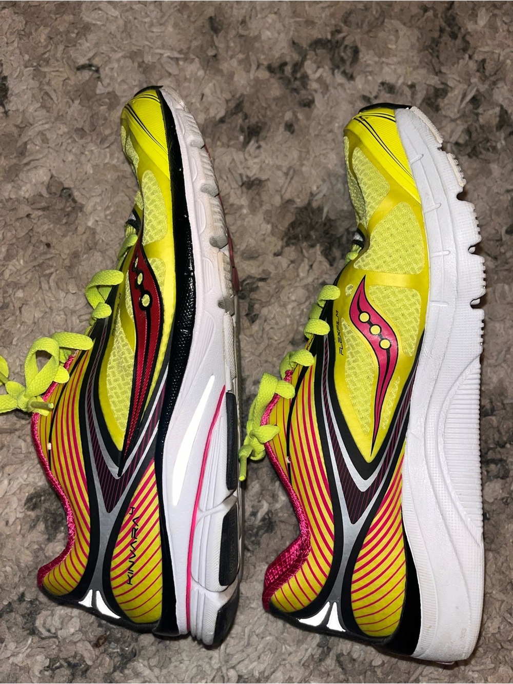 Saucony Neon Yellow and Pink Women's Athletic Running Shoes - Picture 6 of 8
